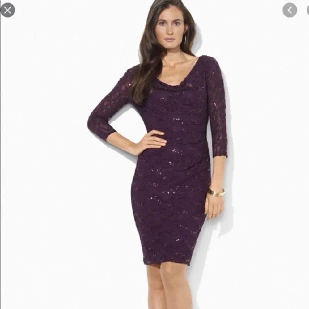 Ralph Lauren Maroon Lace Dress 4